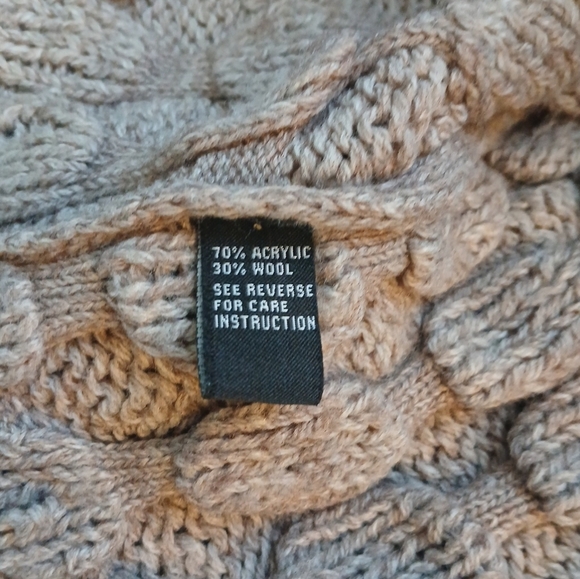 Women's Chunky Oversized Taupe Knit Textured Draped Cardigan Sweater - Picture 11 of 12